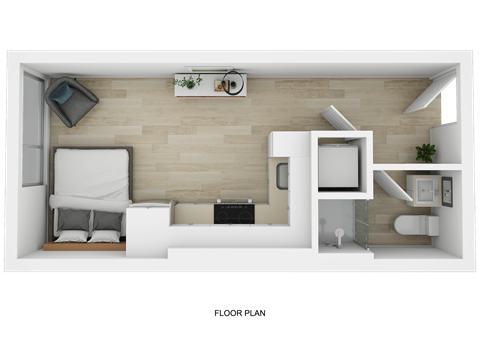 Floor plan for studio, 1 bath, 326 sqft